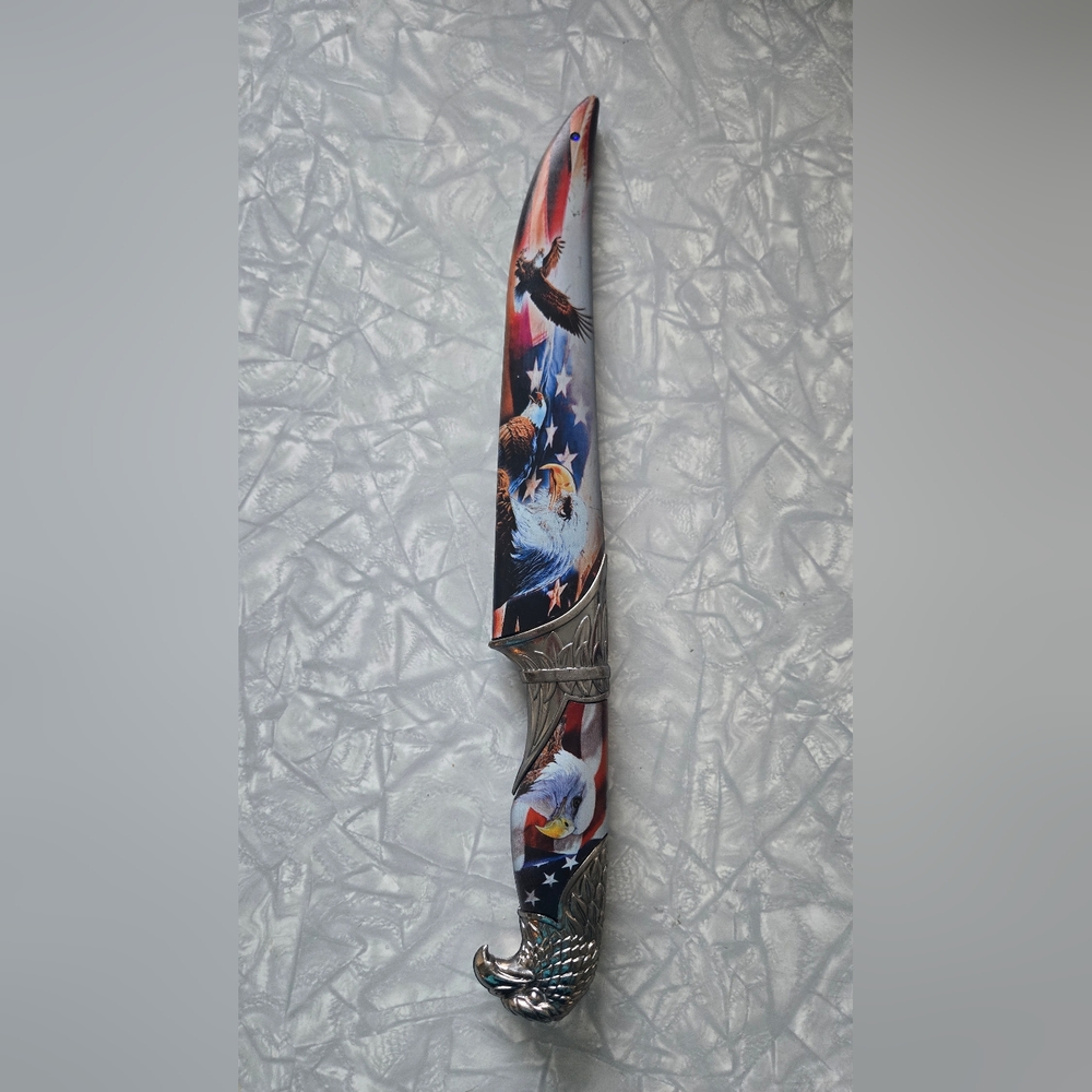 Patriotic Eagle Fixed Blade Knife w/ Sheath – Full Tang | 12” Decorative/collect